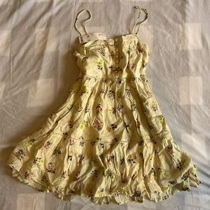 Urban Outfitters Floral Cream-Colored Babydoll Dress